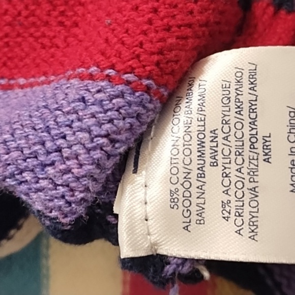 Cotton Blend Navy Raglan Sleeve Multi Stripe Crew Neck Mid-Weight Sweater - Picture 6 of 10